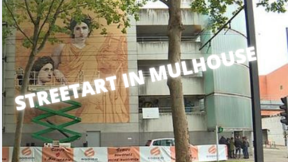 Klassische Malerei als Streetart auf Kino-Fassade in Mulhouse